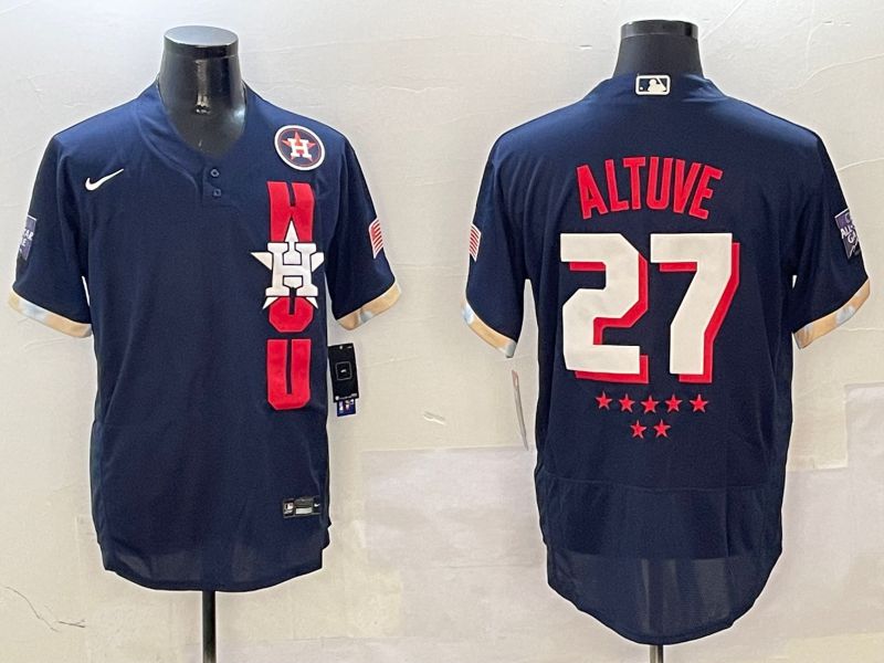 Men Houston Astros 27 Altuve Blue All star Elite 2025 Nike MLB Jersey style 1